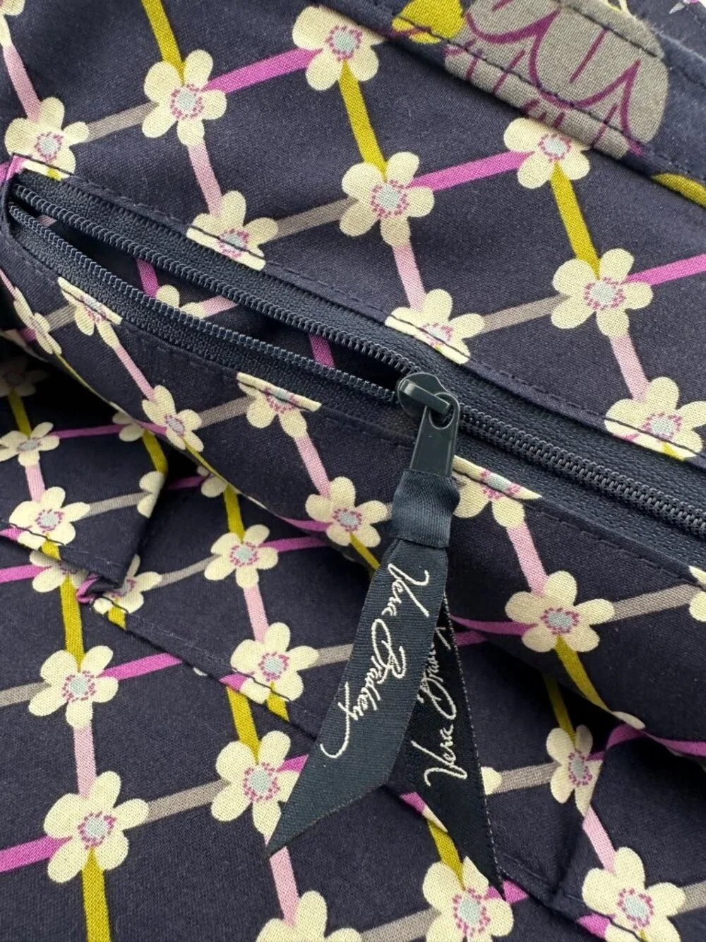 Vera Bradley Floral Nightingale Alice Handbag Bag Kisslock Quilted Purple Floral